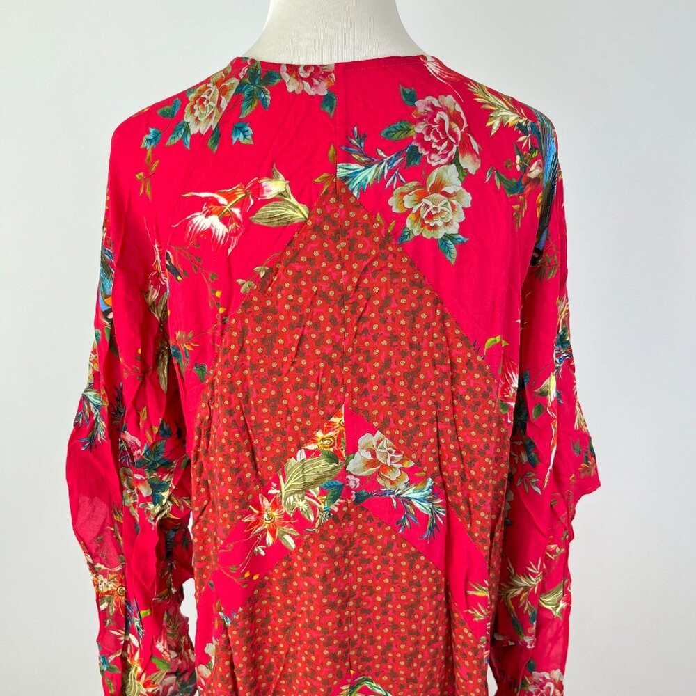 NWOT JOHNNY WAS Floral Malakye Paneled Cover Up Maxi Dress Boho Red Size S - Picture 6 of 13